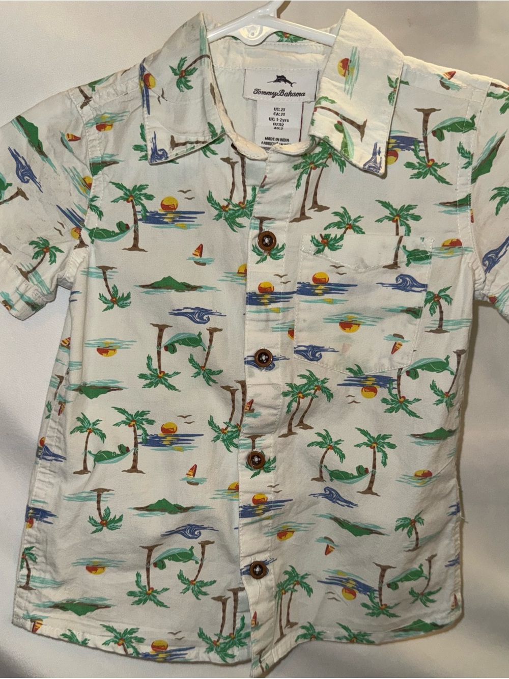 Tommy Bahama Boys Tropical Print Button-Up Shirt SZ 2T